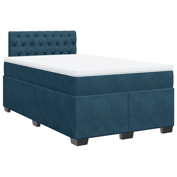 vidaXL Sommier &agrave; lattes de lit et matelas bleu fonc&eacute; 120x190cm velours