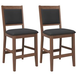 vidaXL Tabourets de bar avec coussins (lot de 2) en bois massif marron et caoutchouc