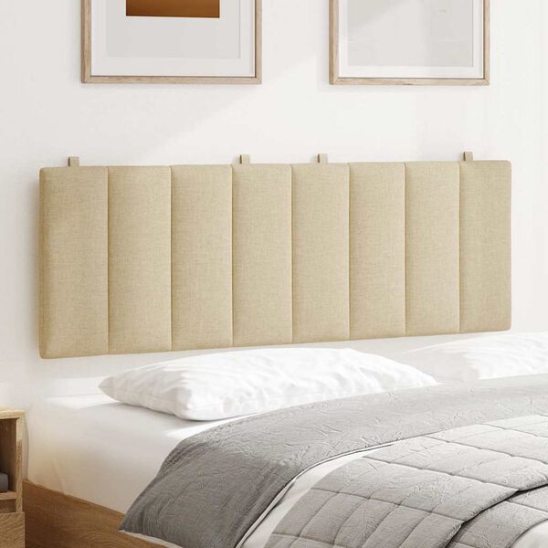 vidaXL Coussin de t&ecirc;te de lit Hanko cr&egrave;me 120 cm tissu