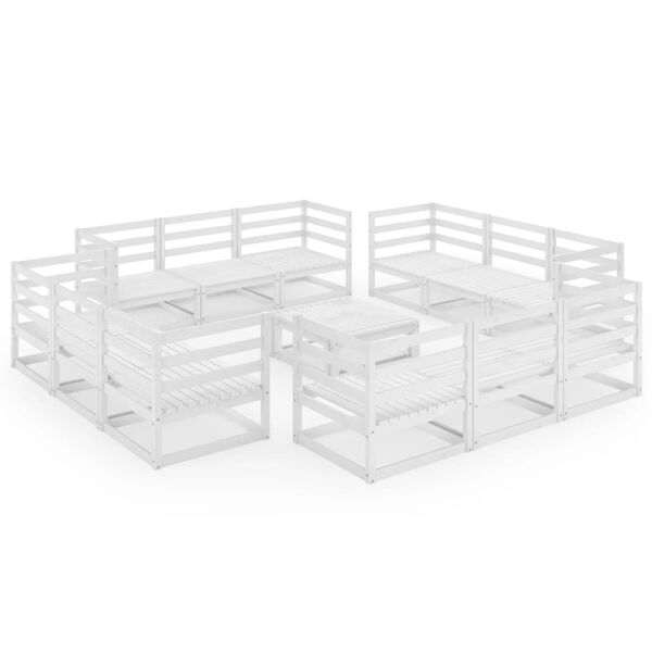 vidaXL Salon de jardin 13 pcs Blanc Bois de pin massif