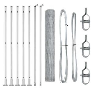 vidaXL Cl&ocirc;ture hexagonale avec base en b&eacute;ton 10 x 1,2 m Argent&eacute; Maille