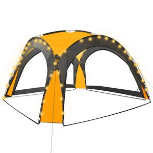 vidaXL Tente de r&eacute;ception avec LED et 4 parois 3,6x3,6x2,3 m Jaune