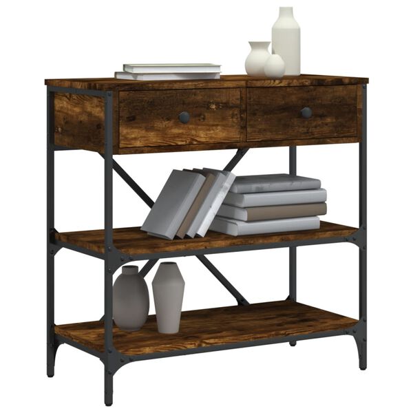 vidaXL Table console ch&ecirc;ne fum&eacute; 75x34,5x75 cm bois d'ing&eacute;nierie