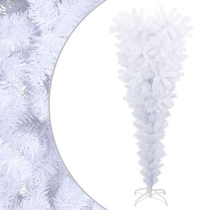 vidaXL Sapin de No&euml;l artificiel renvers&eacute; avec support Blanc 120 cm
