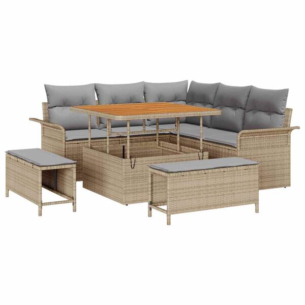 vidaXL Ensemble de canap&eacute; de jardin avec coussin 8 pcs Beige polyrotin