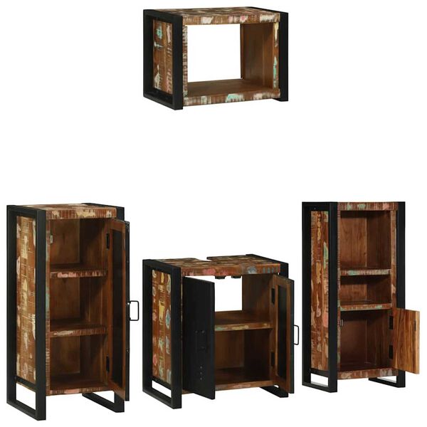 vidaXL Ensemble de mobilier de salle de bain 4 pcs Bois Recycl&eacute; Solide