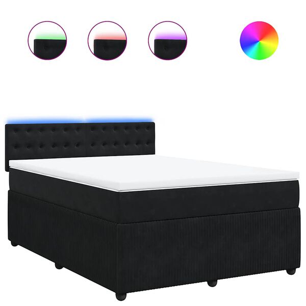 vidaXL Sommier &agrave; lattes de lit avec matelas Noir 140x200 cm Velours