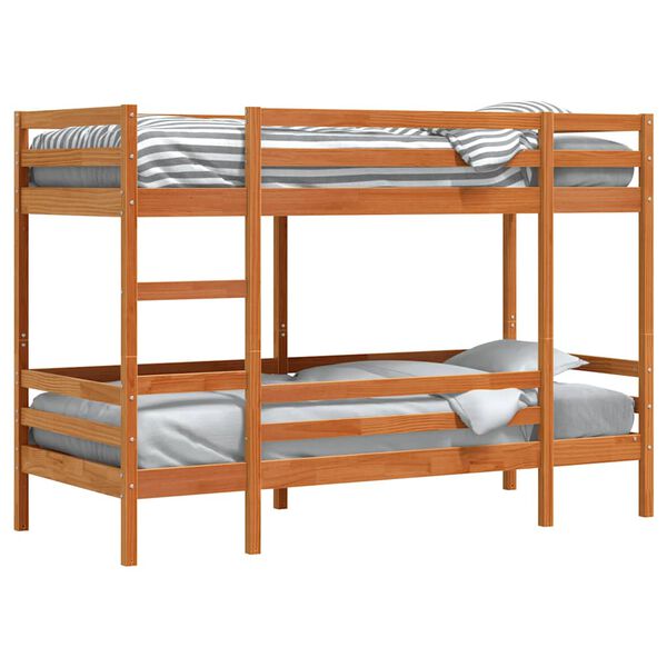 vidaXL Lit superpos&eacute; sans matelas cire marron 90x190 cm pin massif