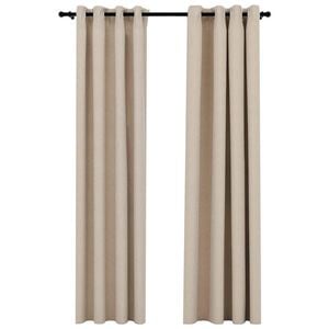vidaXL Rideaux occultants aspect lin avec &oelig;illets 2pcs beige 140x225cm