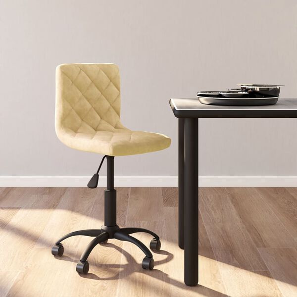 vidaXL Chaise pivotante de salle &agrave; manger Cr&egrave;me Velours