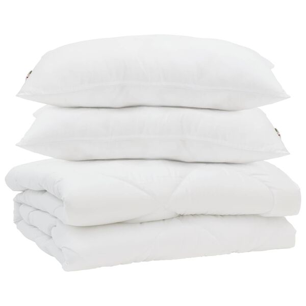 vidaXL Couette avec oreiller 3 pcs Blanc Microfibre