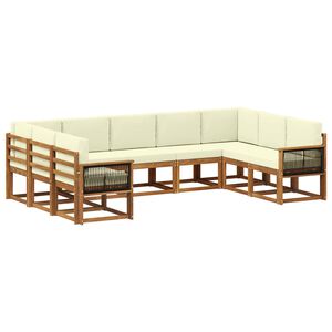 vidaXL Ensemble de canap&eacute;s d'ext&eacute;rieur 9 pcs Naturel et Cr&egrave;me