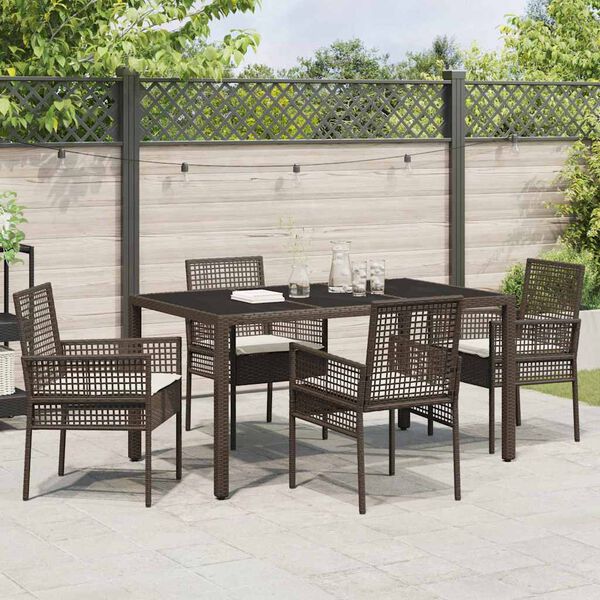 vidaXL Ensemble de salle &agrave; manger pour jardin 5 pcs Marron polyrotin
