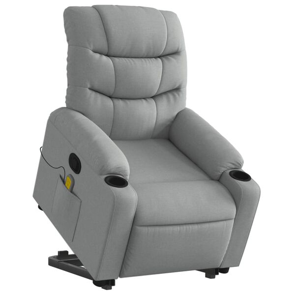 vidaXL Fauteuil de massage inclinable Gris clair Tissu