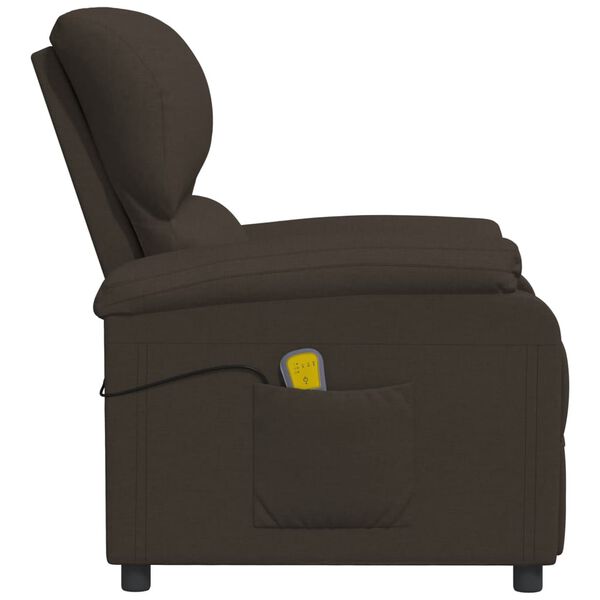 vidaXL Fauteuil de massage Marron fonc&eacute; Tissu