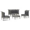vidaXL Salon de jardin 5 pcs avec coussins Gris R&eacute;sine tress&eacute;e