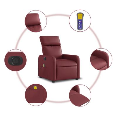 vidaXL Fauteuil de massage inclinable électrique rouge bordeaux