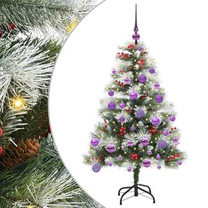 vidaXL Sapin de No&euml;l artificiel Vert et blanc 120 cm