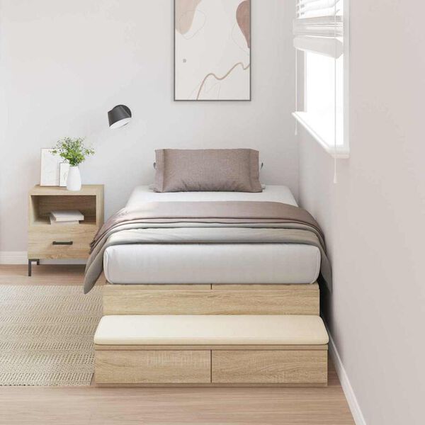 vidaXL Cadre de lit avec rangement avec tiroir Ch&ecirc;ne Sonoma 100 cm
