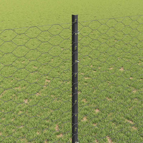 vidaXL Cl&ocirc;ture avec poteau Gris 1,4 x 100 m Acier et PVC