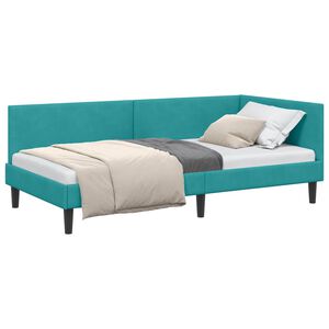 vidaXL Cadre de lit d'angle Turquoise 80 cm x 200 cm Velours
