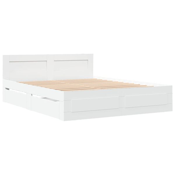 vidaXL Cadre de lit avec t&ecirc;te de lit sans matelas blanc 150x200 cm