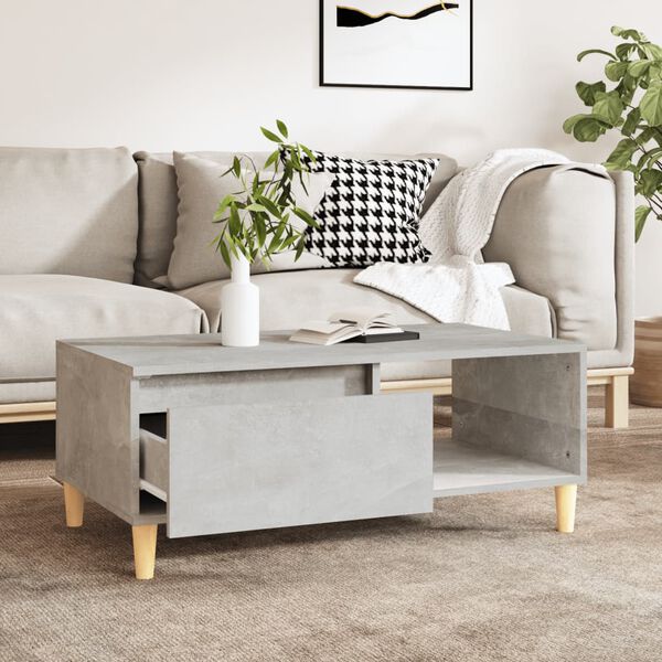 vidaXL Table basse Gris b&eacute;ton 90x50x36,5 cm Bois d'ing&eacute;nierie