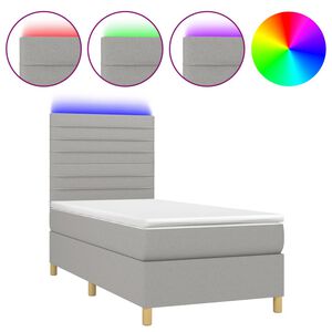 vidaXL Sommier &agrave; lattes de lit et matelas et LED Gris clair 80x200cm
