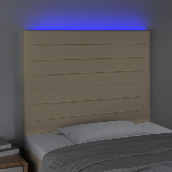 vidaXL T&ecirc;te de lit &agrave; LED Cr&egrave;me 80x5x118/128 cm Tissu