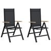 vidaXL Chaises de jardin inclinables 2 pc Noir Textil&egrave;ne