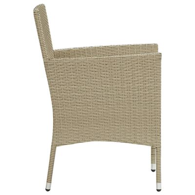 vidaXL Ensemble à manger de jardin et coussins 3 pcs Poly rotin Beige