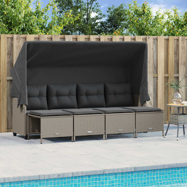 vidaXL Salon de jardin 5 pcs avec coussins gris clair r&eacute;sine tress&eacute;e