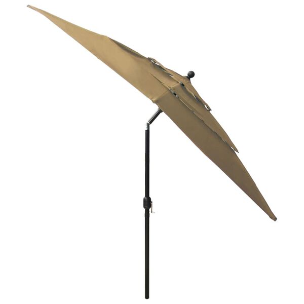 vidaXL Parasol de jardin à 3 niveaux avec mât en aluminium taupe