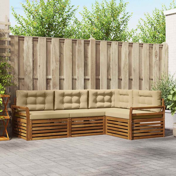 vidaXL Ensemble de canap&eacute;s d'ext&eacute;rieur 4 pcs Naturel et Beige