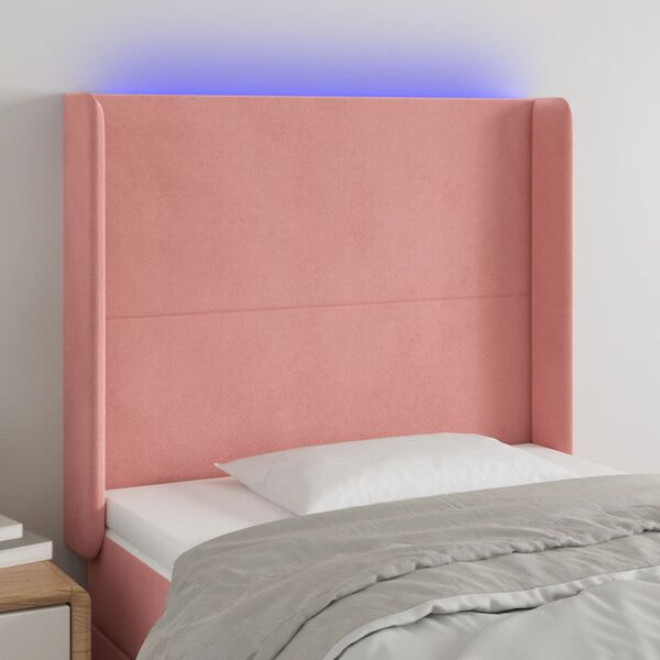 vidaXL T&ecirc;te de lit &agrave; LED Rose 83x16x118/128 cm Velours