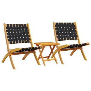 vidaXL Ensemble de 2 chaises pliantes avec table en bois massif noir