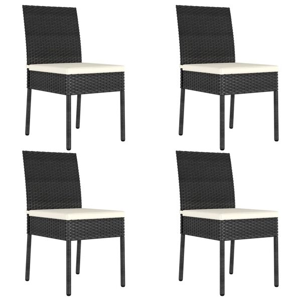 vidaXL Chaises &agrave; manger de jardin lot de 4 r&eacute;sine tress&eacute;e noir