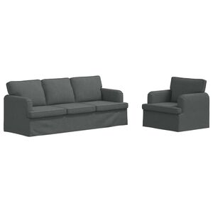 vidaXL Ensemble de Canap&eacute;s 2 pc Gris fonc&eacute; tissu