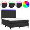 vidaXL Sommier &agrave; lattes de lit avec matelas et LED Noir 140x190 cm