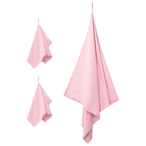 vidaXL Set de serviettes de sport 3 pcs Rose Polyester et Polyamide
