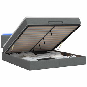 vidaXL Lit coffre avec matelas et LED Gris fonc&eacute; 140 x 190 cm Tissu