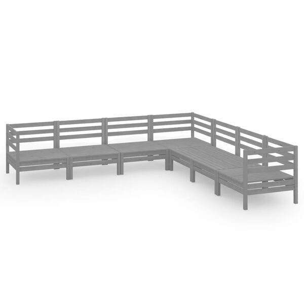 vidaXL Salon de jardin 7 pcs Bois de pin massif Gris