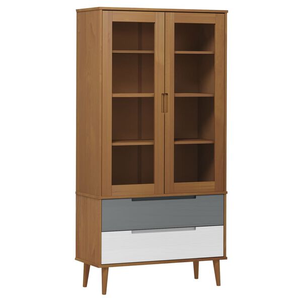 vidaXL Armoire &agrave; vitrine MOLDE Marron 90x35x175 cm Bois de pin massif