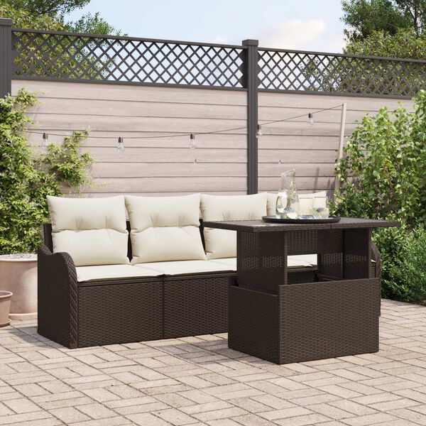 vidaXL Ensemble de canapé de jardin 5 pcs Marron 100 x 55 x 73 cm