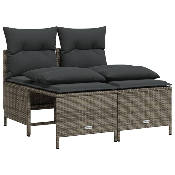 vidaXL Salon de jardin 5 pcs avec coussins gris r&eacute;sine tress&eacute;e