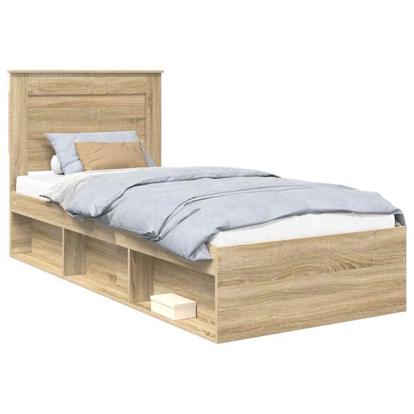 vidaXL Cadre de lit avec t&ecirc;te de lit Sonoma 90 x 190 cm Pin massif