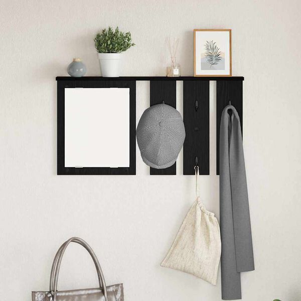 vidaXL Porte-manteau mural avec &eacute;tag&egrave;re Ch&ecirc;ne noir 85 x 10 x 45 cm