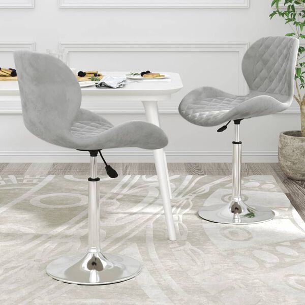 vidaXL Chaises pivotantes &agrave; manger lot de 2 Gris clair Velours
