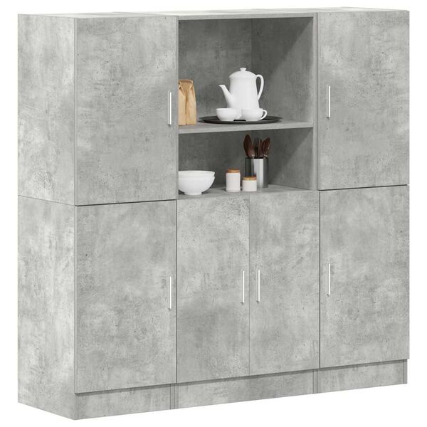 vidaXL Ensemble d'armoires de cuisine 3 pcs gris b&eacute;ton