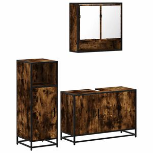 vidaXL Ensemble de meubles de salle de bain 3 pcs Ch&ecirc;ne fum&eacute;